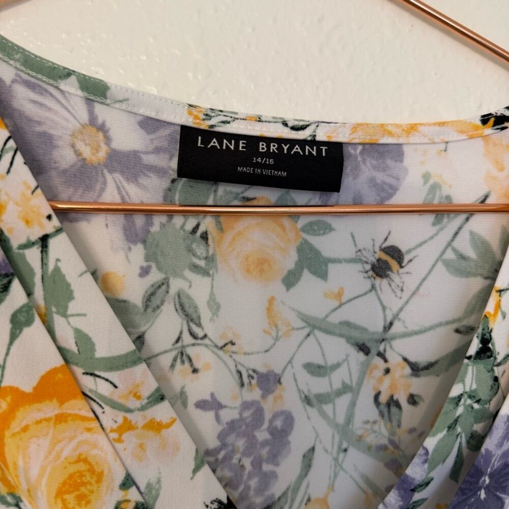 Lane Bryant Yellow and Purple Floral Top - Picture 2 of 6